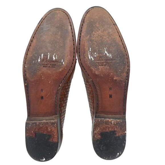 Vintage Bragano Cole Haan Brown Leather Woven Tassel Loafers Mens 9N Dress Shoes - Picture 3 of 11